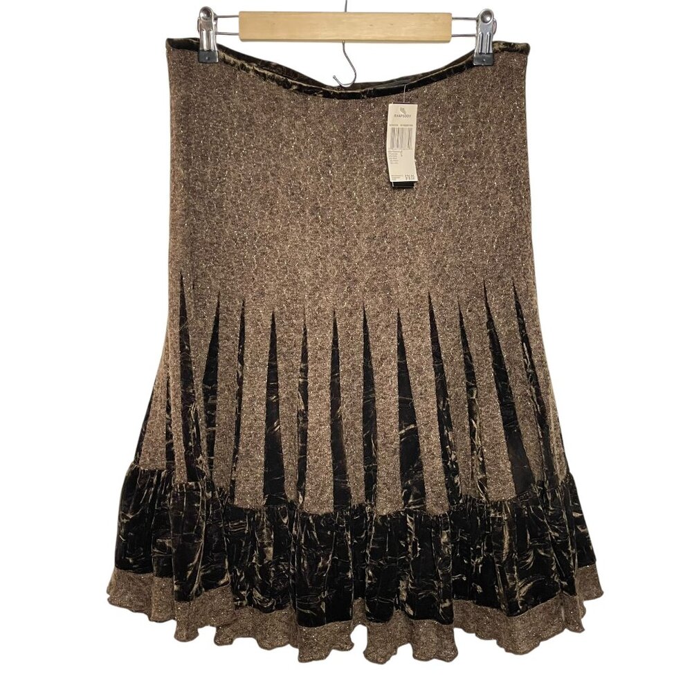NWT Grace Elements Womens Velvet & Knit Midi Skirt Size 12